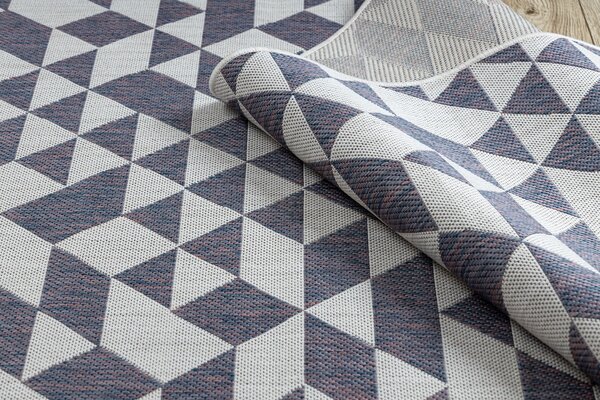 Covor SISAL SION Geometric, triunghiurile 22373 țesute plate ecru / albastru / roz