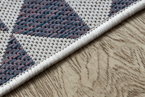 Covor SISAL SION Geometric, triunghiurile 22373 țesute plate ecru / albastru / roz