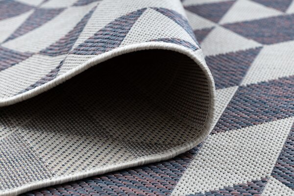 Covor SISAL SION Geometric, triunghiurile 22373 țesute plate ecru / albastru / roz
