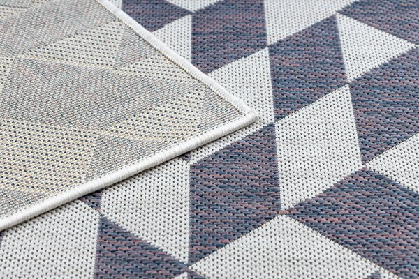 Covor SISAL SION Geometric, triunghiurile 22373 țesute plate ecru / albastru / roz