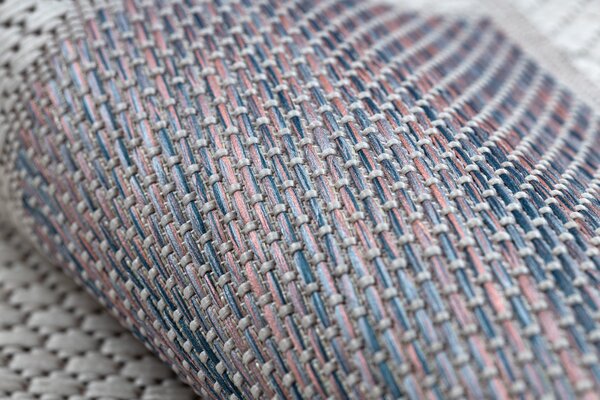 Covor SISAL SION Geometric, triunghiurile 3006 țesute plate ecru / roz