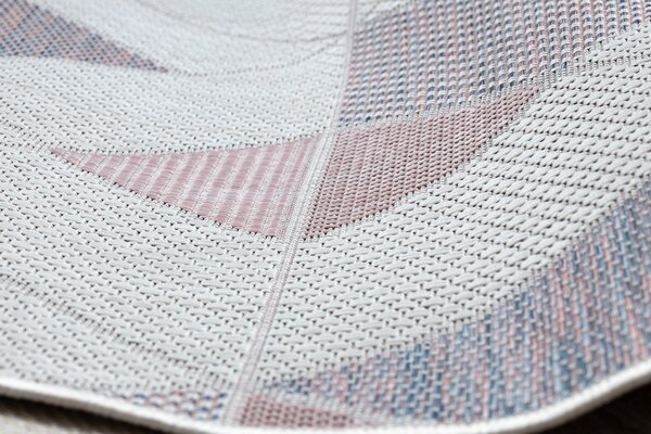 Covor SISAL SION Geometric, triunghiurile 3006 țesute plate ecru / roz