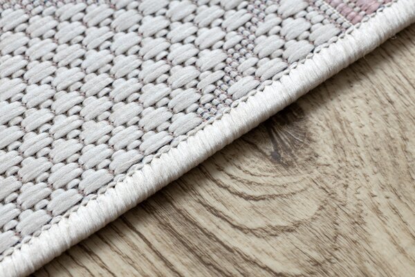 Covor SISAL SION Geometric, triunghiurile 3006 țesute plate ecru / roz