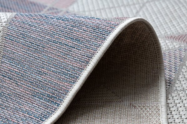 Covor SISAL SION Geometric, triunghiurile 3006 țesute plate ecru / roz