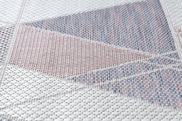 Covor SISAL SION Geometric, triunghiurile 3006 țesute plate ecru / roz