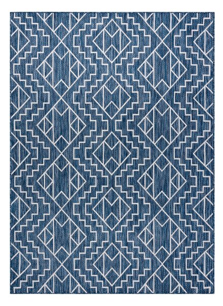 Covor SISAL SION Geometric, Caro 21778 țesute plate albastru inchis / ecru