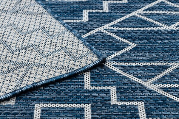 Covor SISAL SION Geometric, Caro 21778 țesute plate albastru inchis / ecru