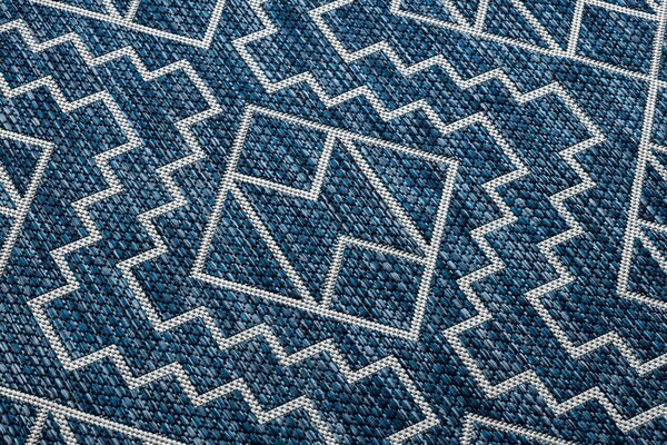 Covor SISAL SION Geometric, Caro 21778 țesute plate albastru inchis / ecru