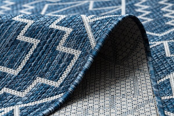 Covor SISAL SION Geometric, Caro 21778 țesute plate albastru inchis / ecru