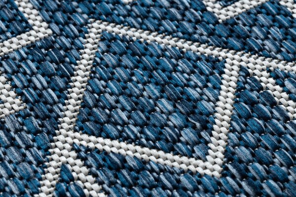 Covor SISAL SION Geometric, Caro 21778 țesute plate albastru inchis / ecru