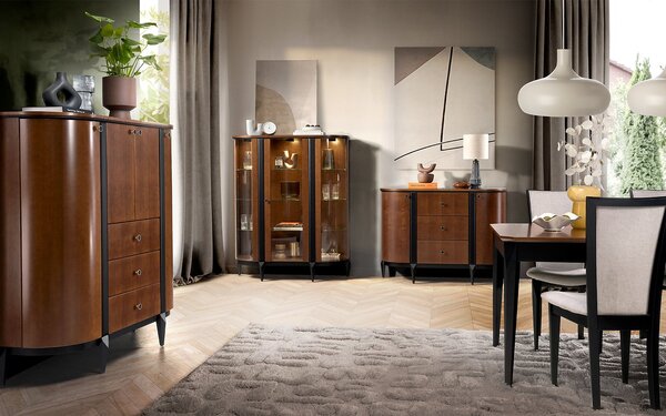 Comodă lemn masiv nuc Elegance I, 125,8 × 43 × 92,7 cm