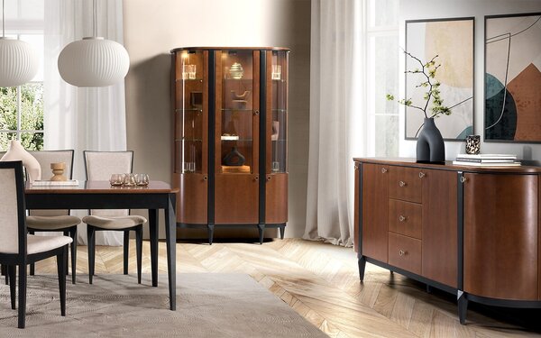 Comodă lemn masiv nuc Elegance I, 125,8 × 43 × 92,7 cm