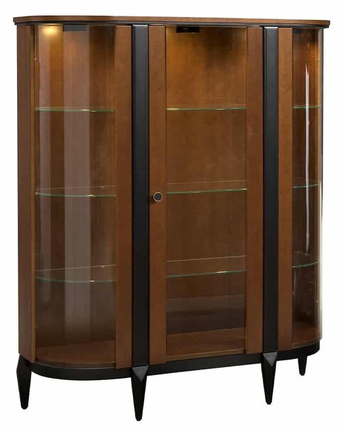 Vitrină lemn masiv nuc Elegance II, 120,6 × 43 × 146,1 cm