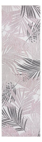 Covor, traversa SISAL SION frunze de palmier, tropical 2837 țesute plate ecru / roz