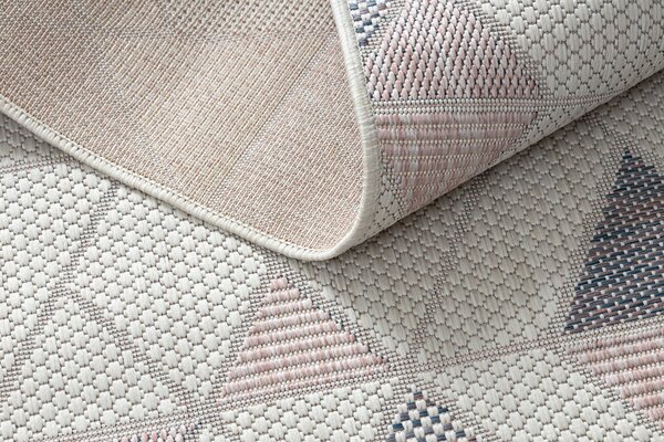 Covor, traversa SISAL SION Geometric, triunghiurile 3006 țesute plate ecru / roz