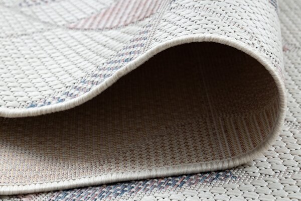 Covor, traversa SISAL SION Geometric, triunghiurile 3006 țesute plate ecru / roz