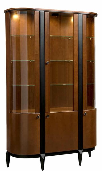 Vitrină lemn masiv nuc Elegance I, 120,6 × 43 × 195,7 cm