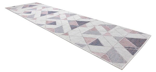 Covor, traversa SISAL SION Geometric, triunghiurile 3006 țesute plate ecru / roz