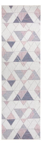 Covor, traversa SISAL SION Geometric, triunghiurile 3006 țesute plate ecru / roz