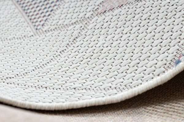 Covor, traversa SISAL SION Geometric, triunghiurile 3006 țesute plate ecru / roz