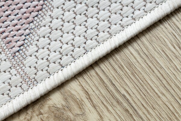 Covor, traversa SISAL SION Geometric, triunghiurile 3006 țesute plate ecru / roz