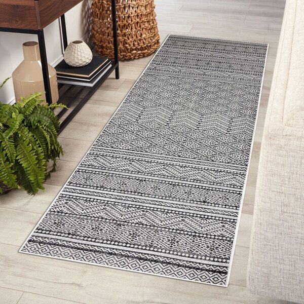 Covor, traversa SISAL SION aztec 22168 țesute plate negru / ecru