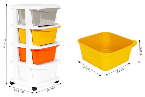 Organizator cu 4 sertare de plastic extensibile