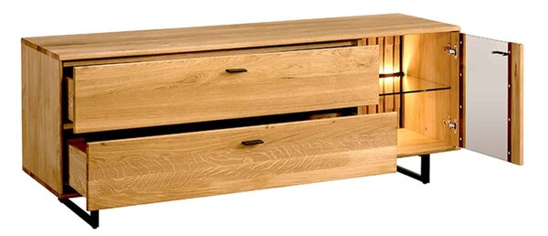 Comodă TV stejar masiv Urban, 164 × 49 × 62,5 cm