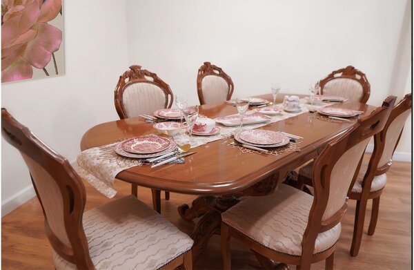 Scaun lemn masiv clasic Briston cu Spătar Tapițat, 48 × 59 × 108 cm