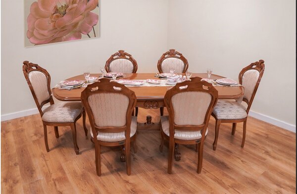 Scaun lemn masiv clasic Briston cu Spătar Tapițat, 48 × 59 × 108 cm