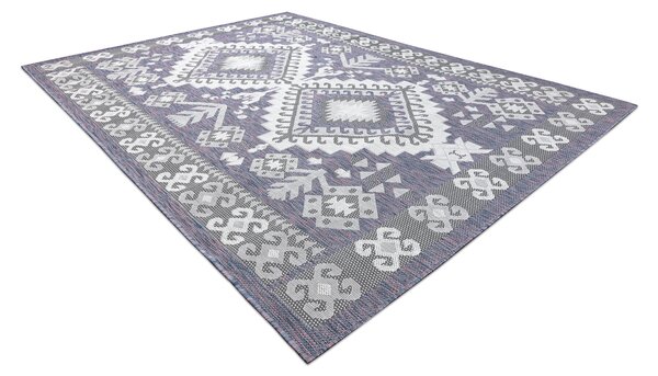 Covor SISAL SION aztec 3007 țesute plate albastru / roz / ecru