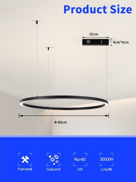 Immax NEO 07215L-LED Lustr FINO 60W/230V 80cm negru, dimabil, Tuya+DO