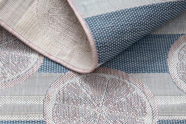 Covor SISAL SION grapefruit 00002 țesute plate ecru / roz / albastru