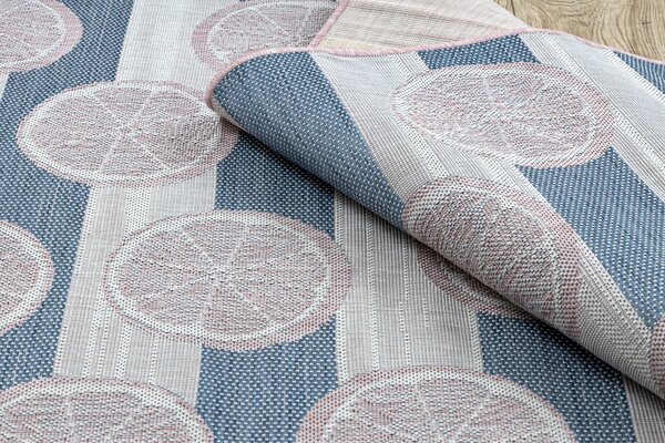 Covor SISAL SION grapefruit 00002 țesute plate ecru / roz / albastru