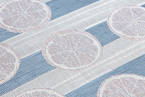 Covor SISAL SION grapefruit 00002 țesute plate ecru / roz / albastru