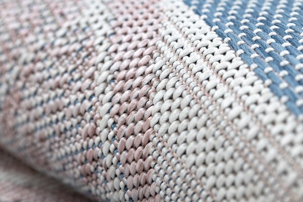 Covor SISAL SION grapefruit 00002 țesute plate ecru / roz / albastru