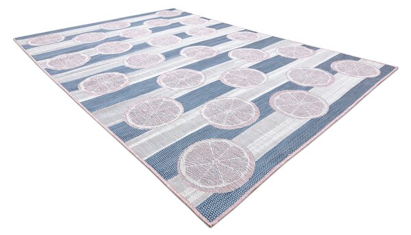 Covor SISAL SION grapefruit 00002 țesute plate ecru / roz / albastru