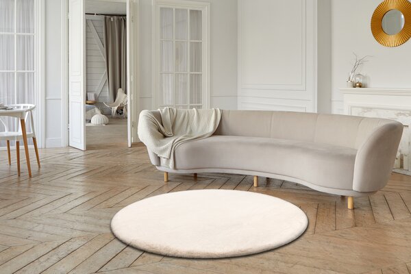 Covor modern de spălat TEDDY NEW sand 52 cerc shaggy bej, foarte gros