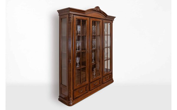 Vitrină lemn masiv Briston 3 Uși, 178 × 44.5 × 218 cm
