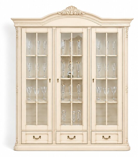 Vitrină lemn masiv Briston 3 Uși, 178 × 44.5 × 218 cm