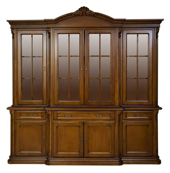 Bufet lemn masiv Briston cu Vitrină 4 Uși, 229.5 × 56.5 × 230 cm