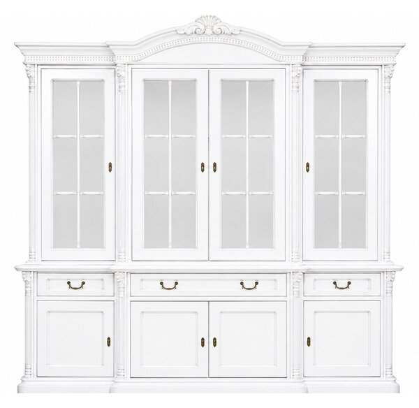 Bufet lemn masiv Briston cu Vitrină 4 Uși, 229.5 × 56.5 × 230 cm