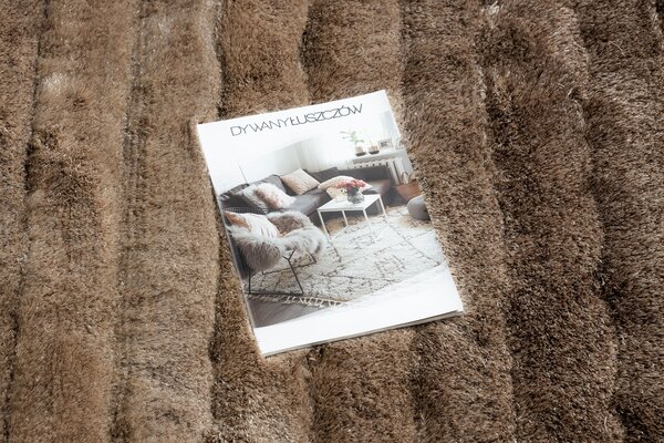 Covor FLIM 007-B3 modern shaggy, dunga - structural maro