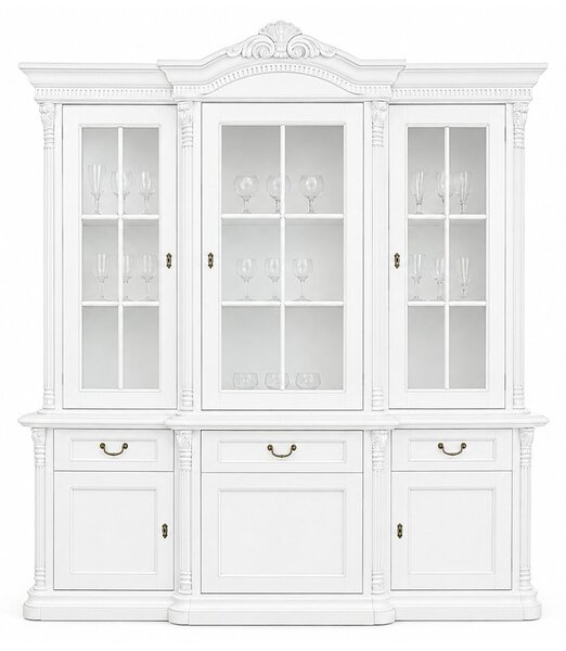 Bufet lemn masiv Briston cu Vitrină 3 Uși Briston, 193,2 × 56,5 × 230 cm
