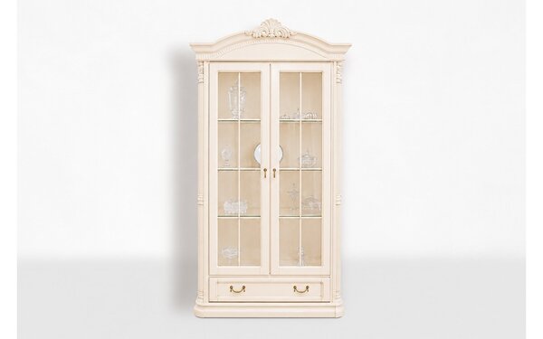 Vitrină lemn masiv Briston 2 Usi, 123 × 44.5 × 218 cm
