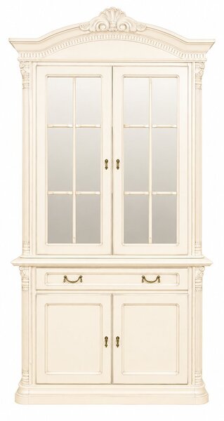 Bufet lemn masiv Briston cu Vitrină 2 Uși Briston, 117,5 × 51.3 × 230 cm