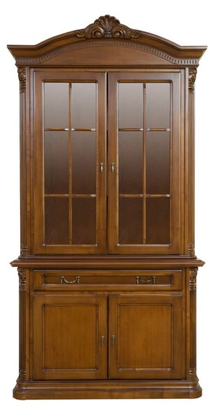 Bufet lemn masiv Briston cu Vitrină 2 Uși Briston, 117,5 × 51.3 × 230 cm