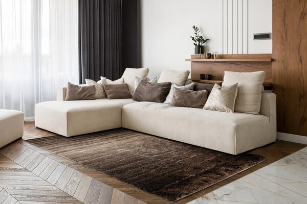 Covor FLIM 007-B3 modern shaggy, dunga - structural maro