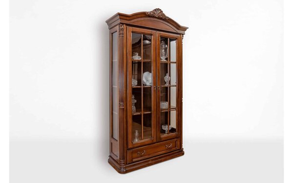 Vitrină lemn masiv Briston 2 Usi, 123 × 44.5 × 218 cm
