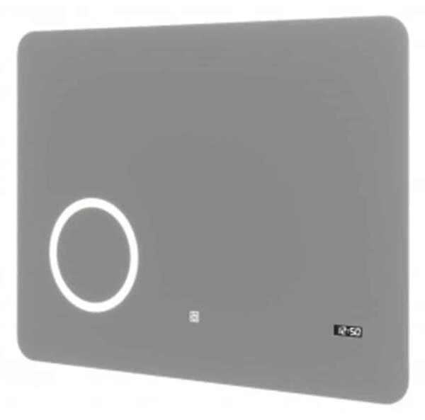 Oglindă lemn masiv cu Ceas Iluminare LED si Lupa Touch 80x60cm / 100x70cm - 80x60cm